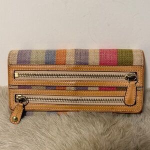 COACH Bonnie Legacy Stripe Wallet Canvas & Leather - Zip Pocket